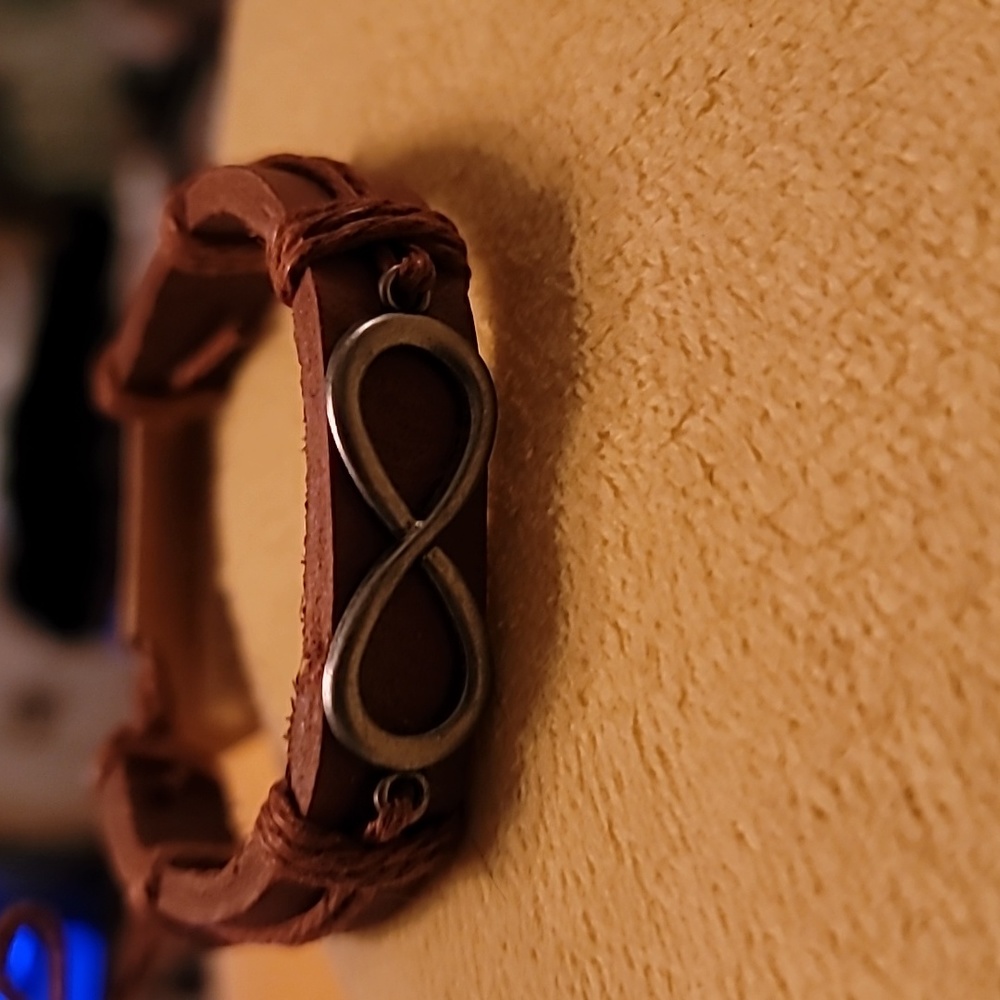 Bracelet Brown Leather Infinity Symbol Silver